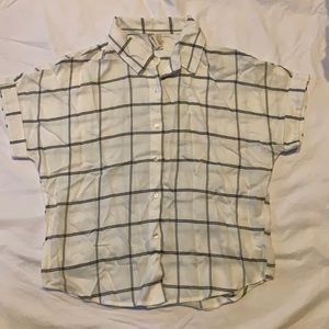 white and black plaid japna collared shirt